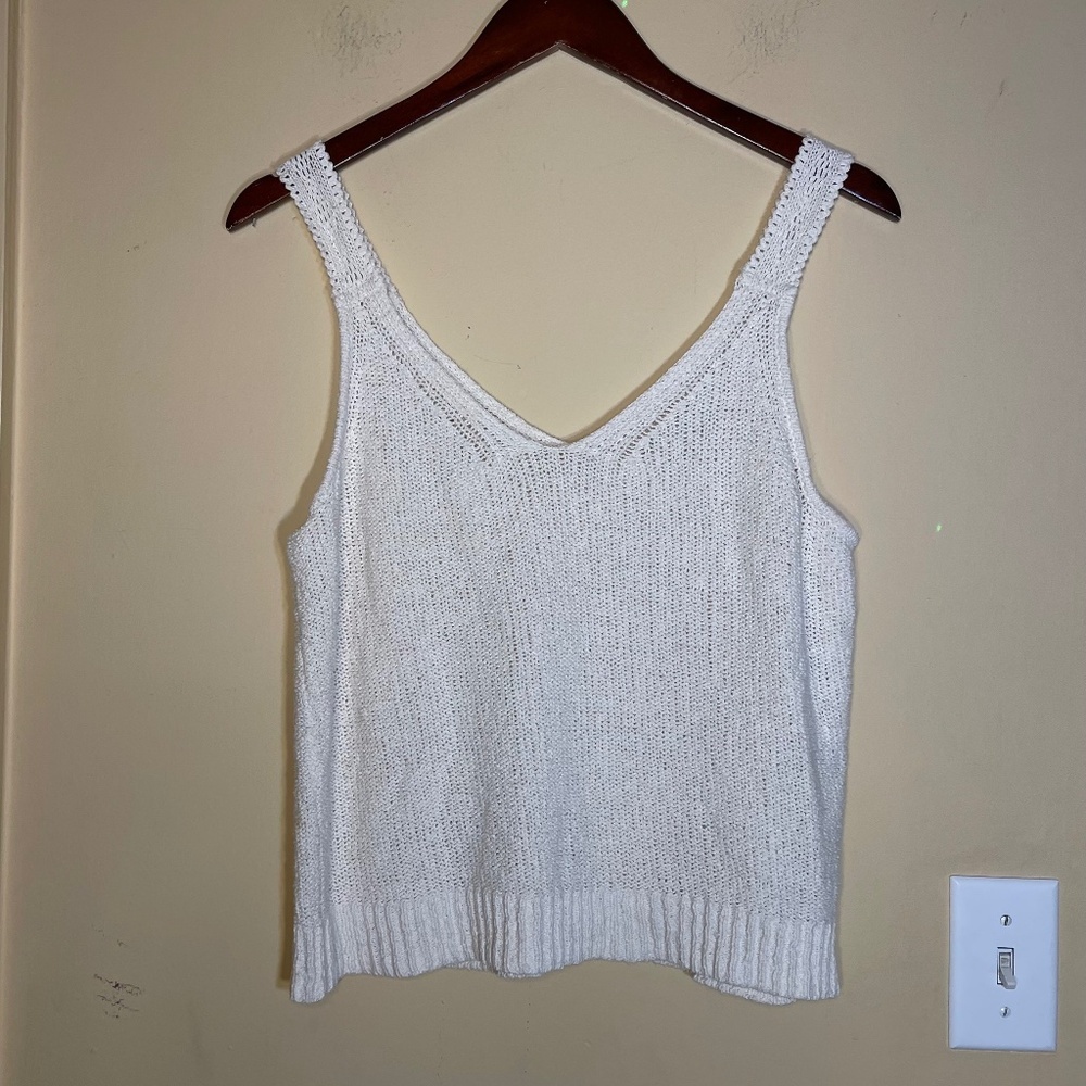 Madewell White Knit Tank Top